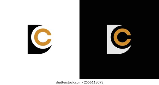 A minimalist logo design featuring the DC letters in black and white contrasted with bold orange accents. Ideal for modern branding, graphic design, or business identity.