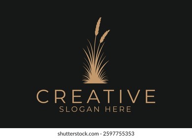 Minimalist logo design featuring elegant golden grass. Perfect for branding and corporate identity.