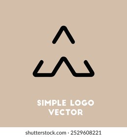 A minimalist logo design featuring a geometric shape with an upward-pointing arrow in black against a beige background.