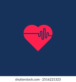 A minimalist logo design featuring a heart shape with a dynamic heartbeat wave running through its center. The design symbolizes life, health, and vitality, often associated with healthcare, fitness