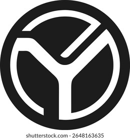 Design de logotipo minimalista com letra y dentro de um quadro circular