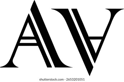 Diseño de logotipo minimalista con letras a y v en un estilo de monograma plano