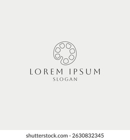 Minimalist logo design featuring a line art paint palette icon with clean typography, perfect for art studios, creative businesses, or design brands.