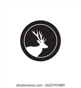 Design de logotipo minimalista com a silhueta de um veado, simbolizando a natureza, a vida selvagem e o ar livre, ideal para marcas ecológicas ou relacionadas à vida selvagem