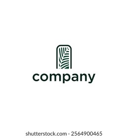 A minimalist logo design featuring a stylized leaf within a rounded rectangle above the word 'company' in lowercase letters