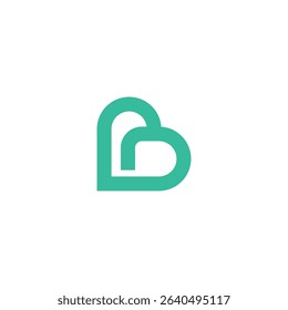 A minimalist logo design featuring a teal heart-shaped letter B. Clean and modern aesthetic.