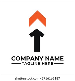 Diseño minimalista del logotipo con dos flechas hacia arriba que indican crecimiento y progreso