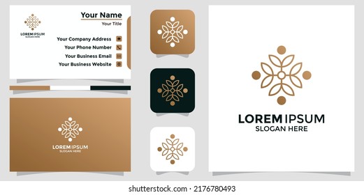 minimalist logo design flower and branding card