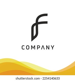 Diseño de logotipo minimalista, letra F inicial con fondo abstracto amarillo. para su empresa
