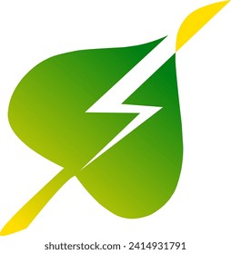 Diseño de logotipo minimalista para una forma de hoja con un patrón eléctrico dentro, para un concepto de energía renovable