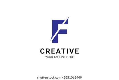 Minimalist logo design with letter F sliced