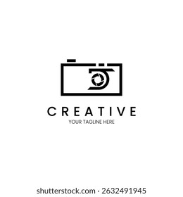 Minimalist logo design with letter J and camera for your brand