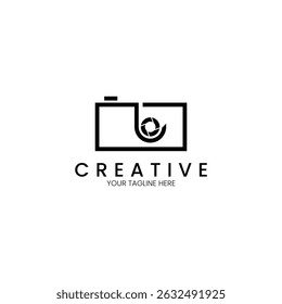 Diseño minimalista del logotipo con la letra L y la cámara para su marca