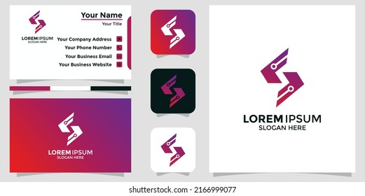 minimalist logo design letter S and branding card