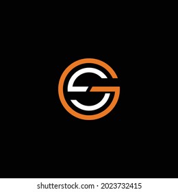 Minimalist logo design letter SG, GS, orange white, circle