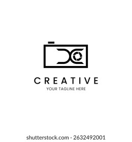 Minimalist logo design with letter X and camera for your brand