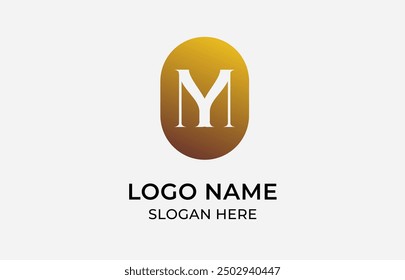 Minimalist Logo design Letter Yand M with feminine style in gold rounded frame. Logo luxury elegant, beauty with full brand kit stationery, Mega bundle pack. Editable file