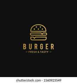 Minimalist logo design line art burger, hamburger, restaurant template vector inspiration