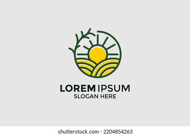 minimalist logo design linear style agriculture