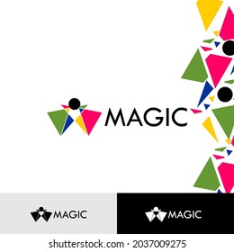 Diseño de logotipo minimalista con un nombre mágico con nociones llamativas y colores como magia asombrosa, perfecto para su asombroso negocio
