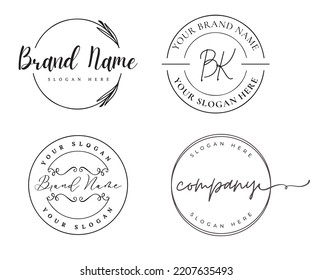 Minimalist logo design minimal branding logo kit flat modern basic premium luxary line circle label black white flower sybmol icon template beauty salon influencer blogger photography minimalism set