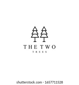 Minimalist logo design of natural theme and trees with white background - EPS10 - Vector.