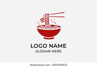 Minimalist logo design oriental noodle food with red color. Chinese noodle, korean and japan food with full brand kit stationery, Mega bundle pack. Editable file