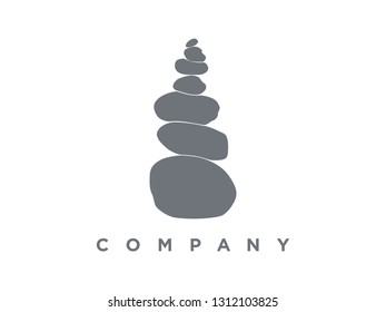 Minimalist logo design rock balancing with Monochrome color.