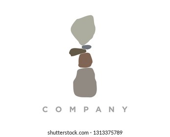 Minimalist logo design rock balancing, recommended for company related spa, massage and yoga.