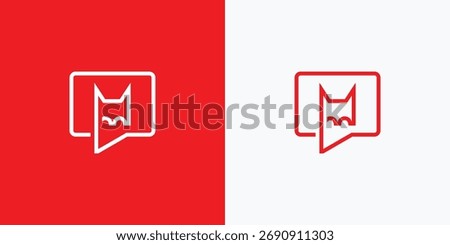 A minimalist logo design shows the head of an animal within a speech bubble, rendered in a clean line art style. This emblem conveys notions of communication, discussion, or expression in digital
