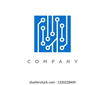 Minimalist logo design square techno.