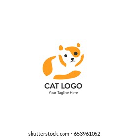 Minimalist logo design of a stylized orange cat, showcasing sleek lines and bold colors. Perfect for pet businesses or creative branding campaigns.