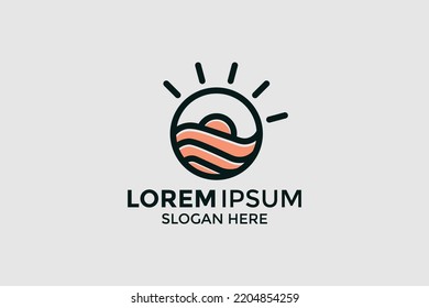 minimalist logo design sun linear style