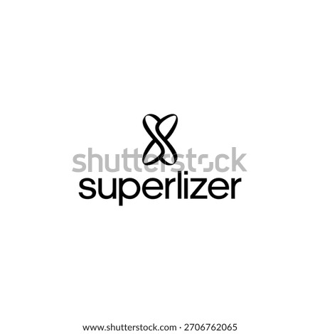 A minimalist logo design for Superlizer, showcasing a stylized infinity symbol above the brand name, conveying concepts of continuity and innovation.