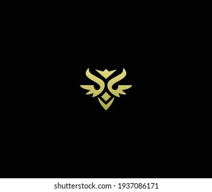 minimalist logo design. Unique modern creative elegant artistic gold color. owl icon logo. Vector
