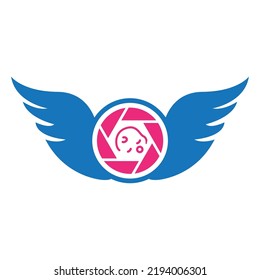 Minimalist Logo Design With Wings On The Side And A Sleeping Baby In The Middle