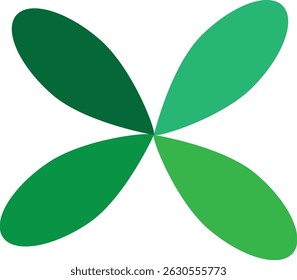 Minimalist logo designs. The logo features four overlapping, rounded shapes resembling leaves or petals, arranged in a symmetrical, pinwheel-like pattern.