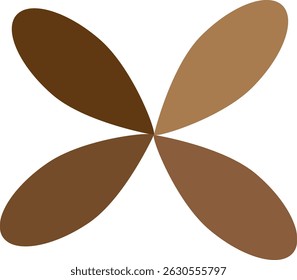 Minimalist logo designs. The logo features four overlapping, rounded shapes resembling leaves or petals, arranged in a symmetrical, pinwheel-like pattern.