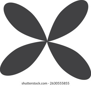 Minimalist logo designs. The logo features four overlapping, rounded shapes resembling leaves or petals, arranged in a symmetrical, pinwheel-like pattern.