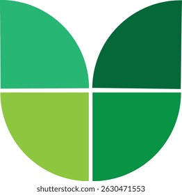 Designs de logotipo minimalistas. O logótipo é um desenho geométrico composto por quatro segmentos de um quarto de círculo, dispostos de forma quadrada.