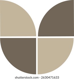 Minimalist logo designs. The logo is a geometric design composed of four quarter-circle segments, arranged to form a square shape.