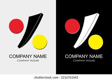 Minimalist logo with a discount symbol is suitable for fashion stores, accessories stores, or other stores.