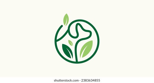 minimalist logo with dog and plant elements inside a circle
