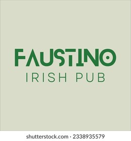 A minimalist logo of Faustino Irish Pub