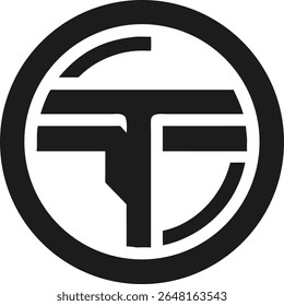 Logotipo minimalista com letra abstrata t dentro de um quadro circular moderno