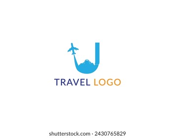 Un logotipo minimalista con un avión volando por el cielo sobre el nombre de la compañía, simbolizando la libertad y la aventura de viajar