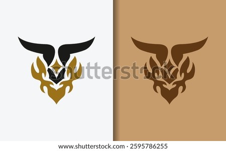A minimalist logo featuring a bull's head combined with a star, symbolizing strength and ambition.