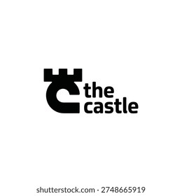 Minimalist logo featuring a castle shape and the words the castle