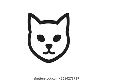 A minimalist logo featuring a cat's head set against a white background