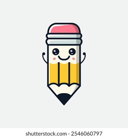 minimalist logo featuring a cute pencil character, perfect for a creative studio or business
